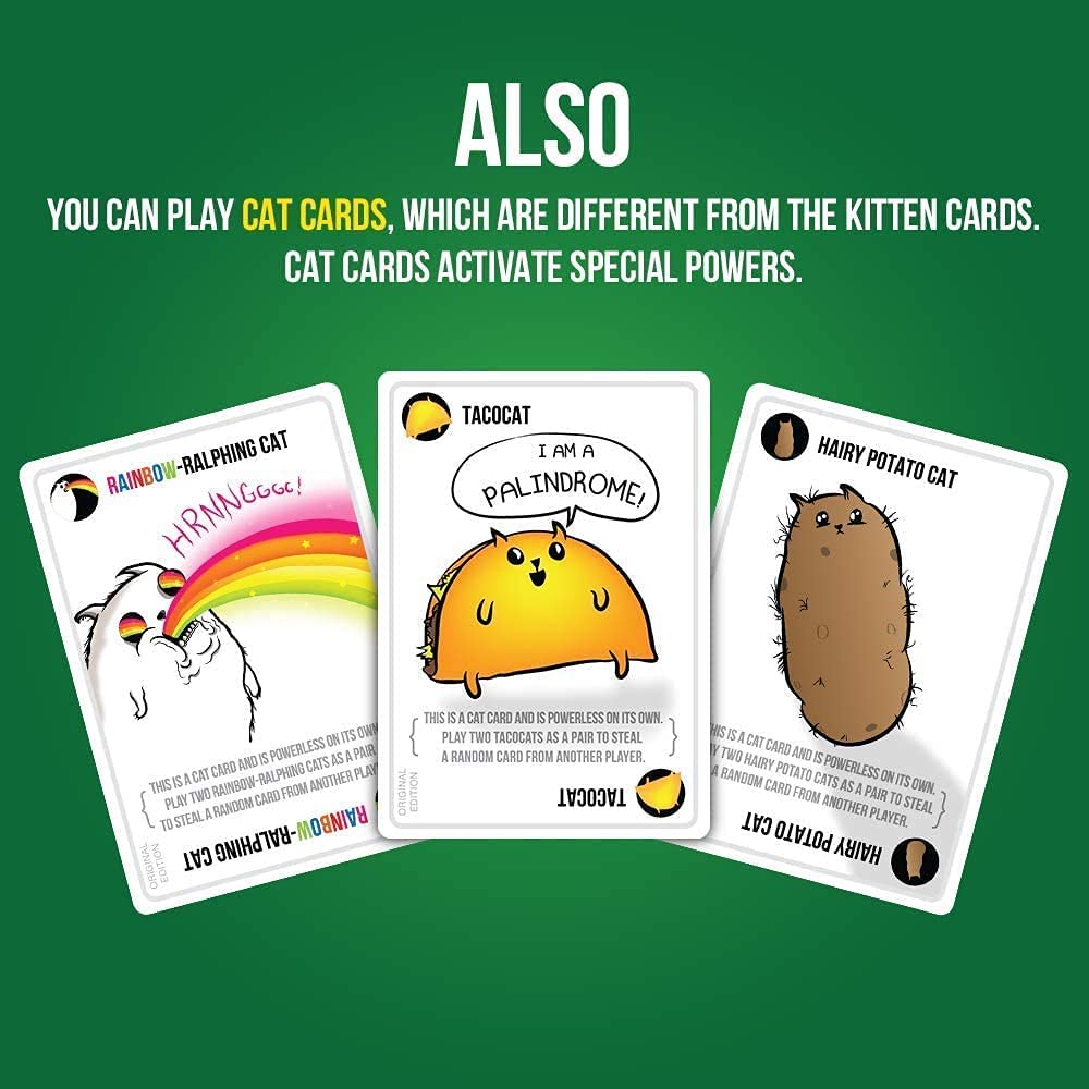 Exploding Kittens Streaking Kittens Expansion card game presentation of cat cards
