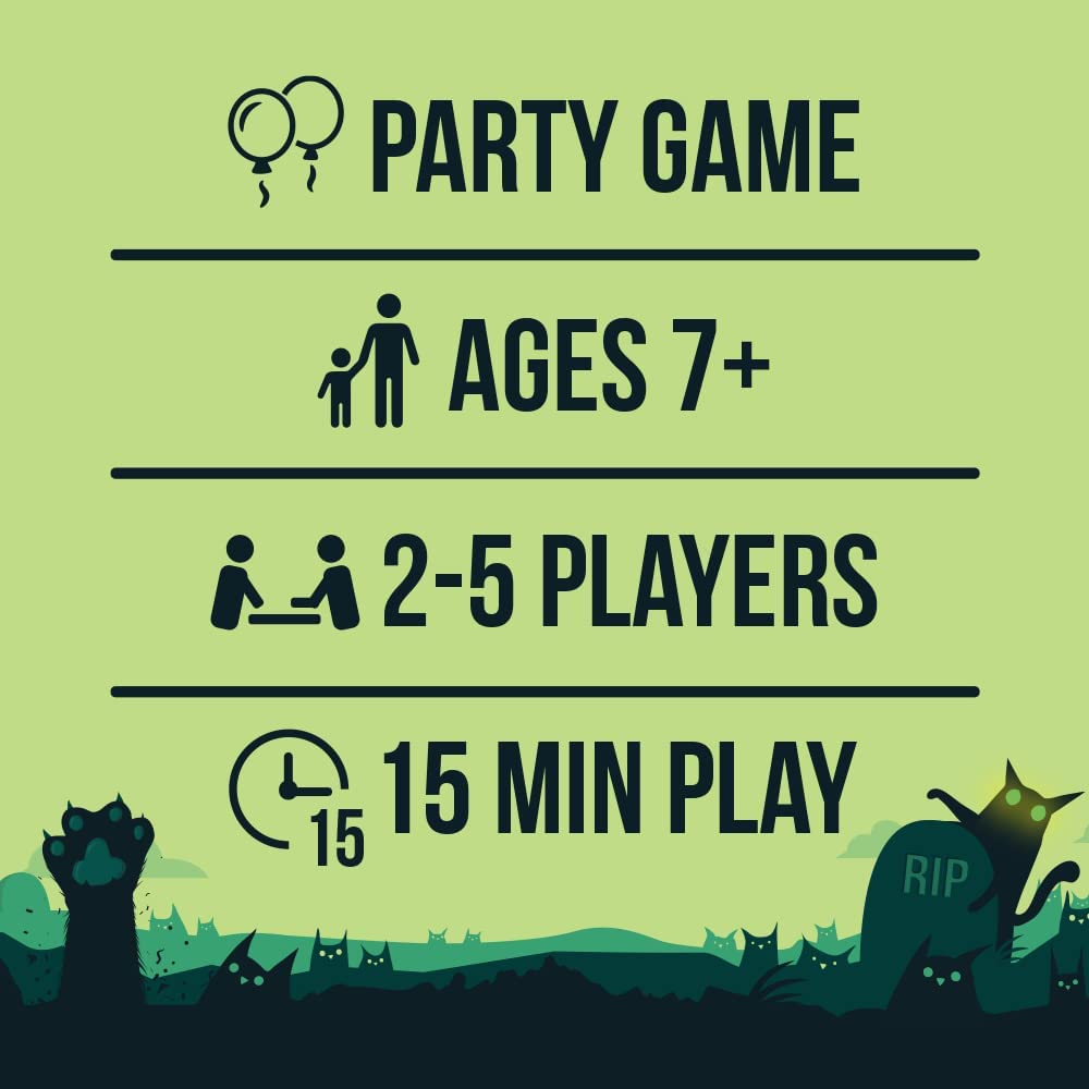 Exploding Kittens Zombie Kittens party card game for 2 to 5 players ages 7 and up of 15 minutes of play time