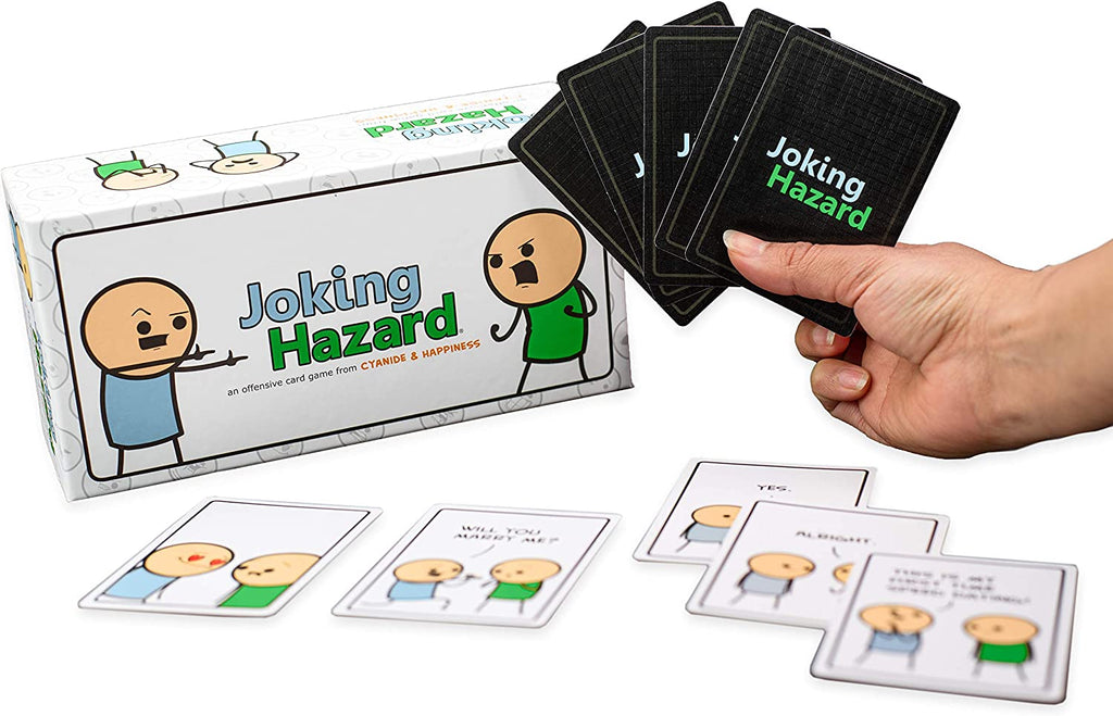 Joking Hazard card game cards displayed