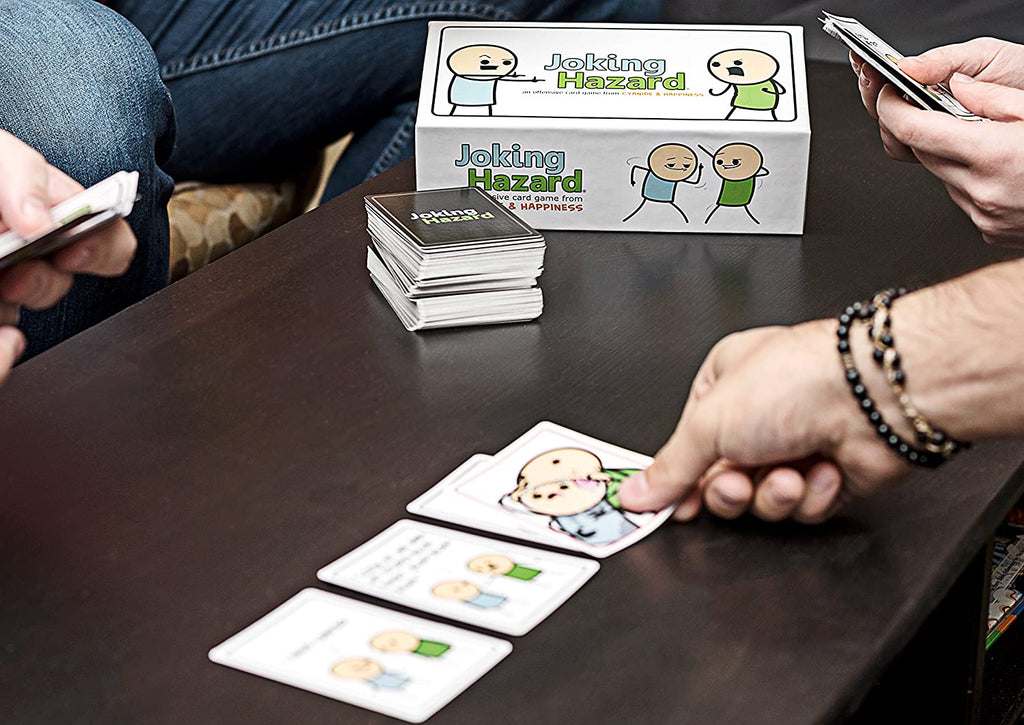 Joking Hazard friends playing card game on gamenight