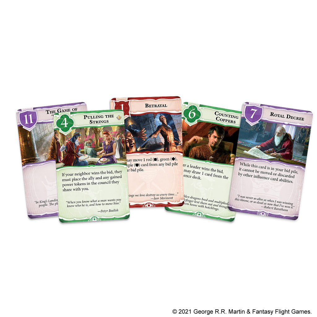 Fantasy Flight Games A Game of Thrones B'Twixt novel-based card game presentation of types of cards