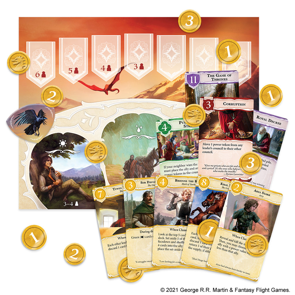 Fantasy Flight Games A Game of Thrones B'Twixt novel-based card game contents of game