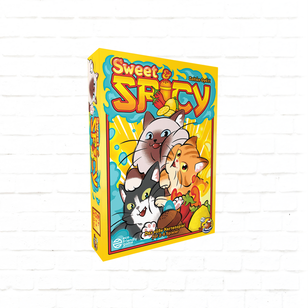 HeidelBÄR Games Sweet and Spicy Deutsche Ausgabe Cover des Partykartenspiels für 2 bis 6 Spieler ab 8 Jahren