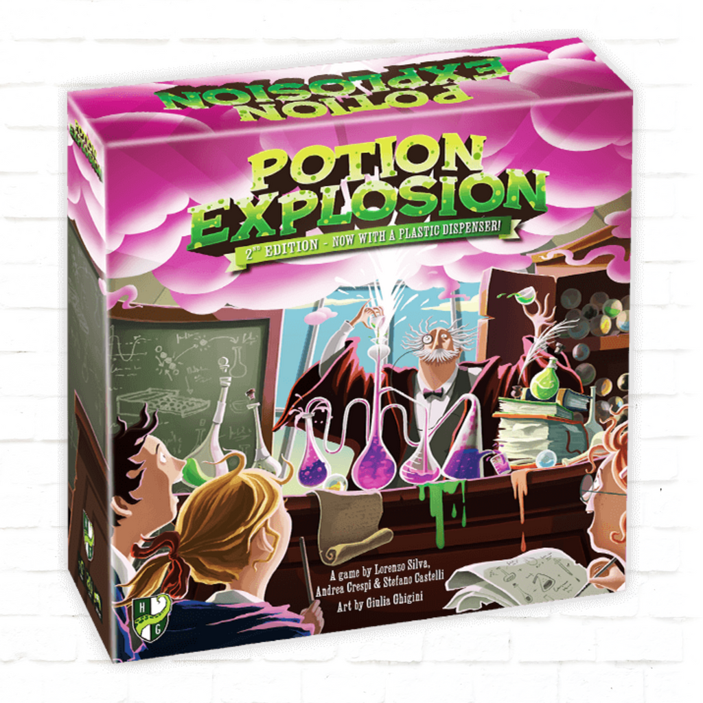 Horrible Guild Potion Explosion 2nd English Edition board game cover of family strategy game for 2 to 4 players ages 8 and up