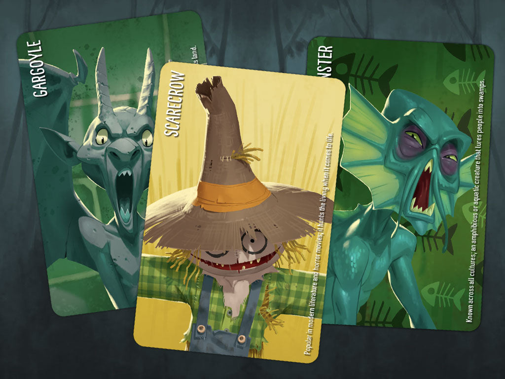 Horrible Guild Spookies English Edition card game cover of cooperative party game gargoyle, scarecrow characters