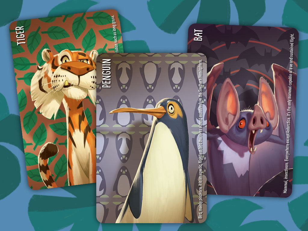 Horrible Guild Similo Wild Animals English Edition card game cover of cooperative party game Tiger, Penguin and Bat character cards