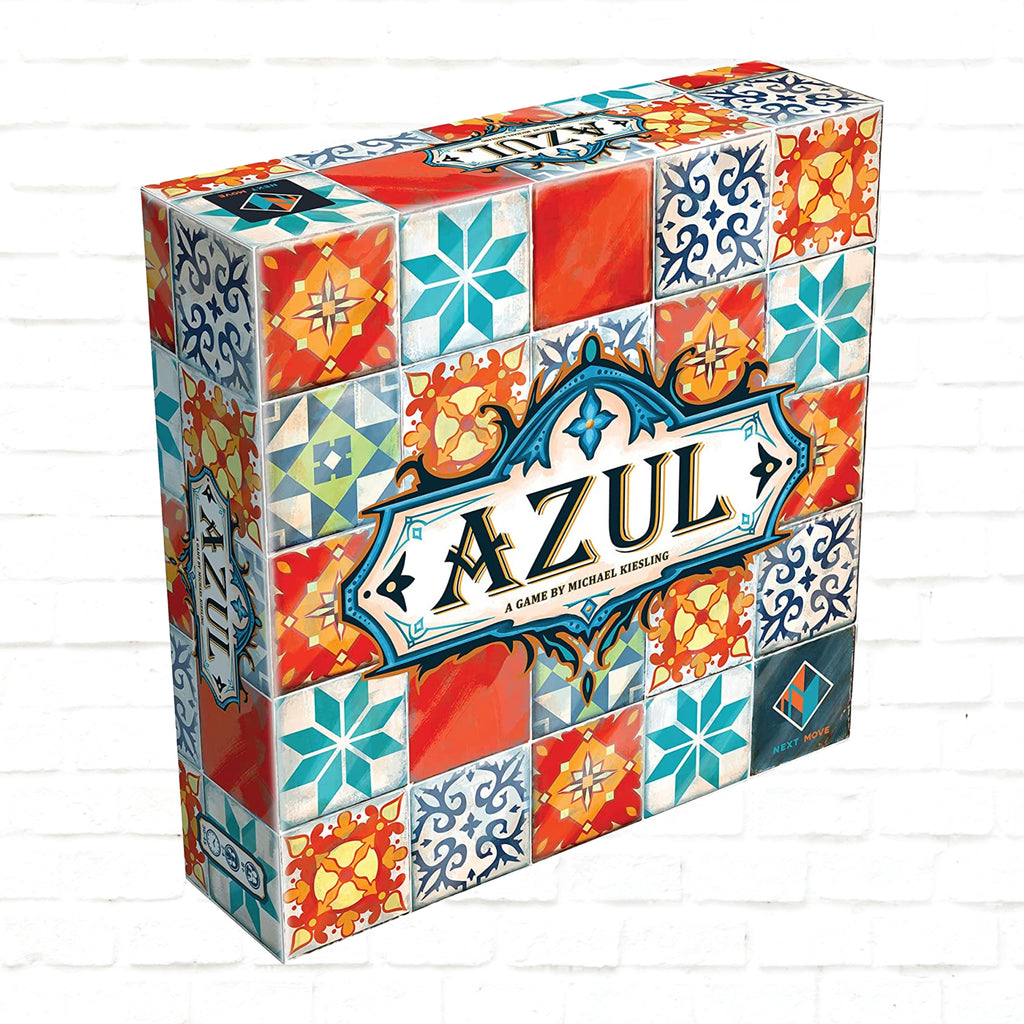 Next Move Games Azul English Edition 3d cover of board game for 2 to 4 players ages 8+ and up 30-45 minutes playing time
