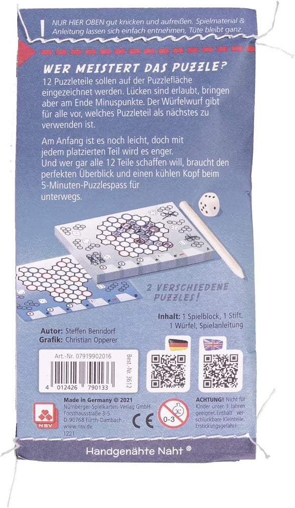 Nürnberger-Spielkarten-Verlag 5 Minuten Puzzle würfelspiel Box zurück Beschreibung