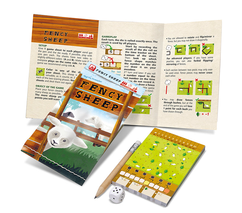 Fency Sheep dice game rules and components