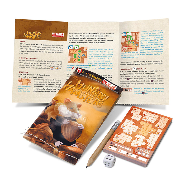 Hungry Hamsters dice game rules and components