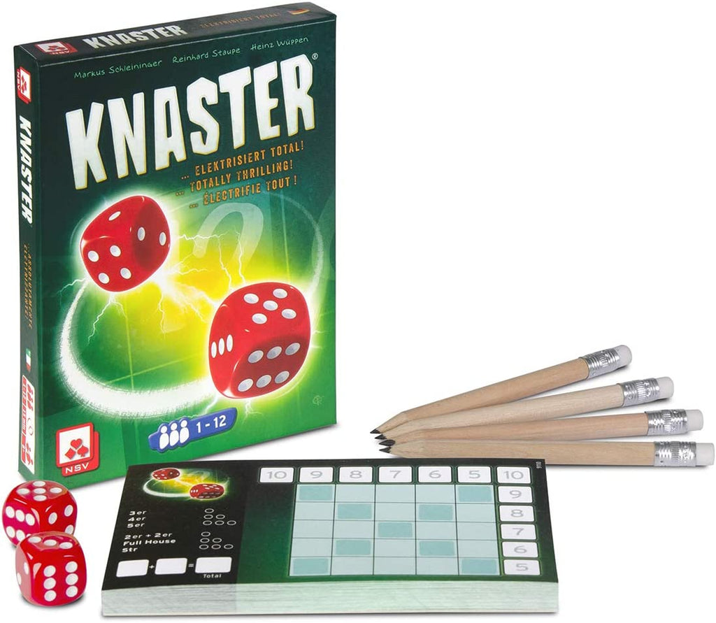 Nürnberger-Spielkarten Verlag Knaster dice game pencil dice and score pad components