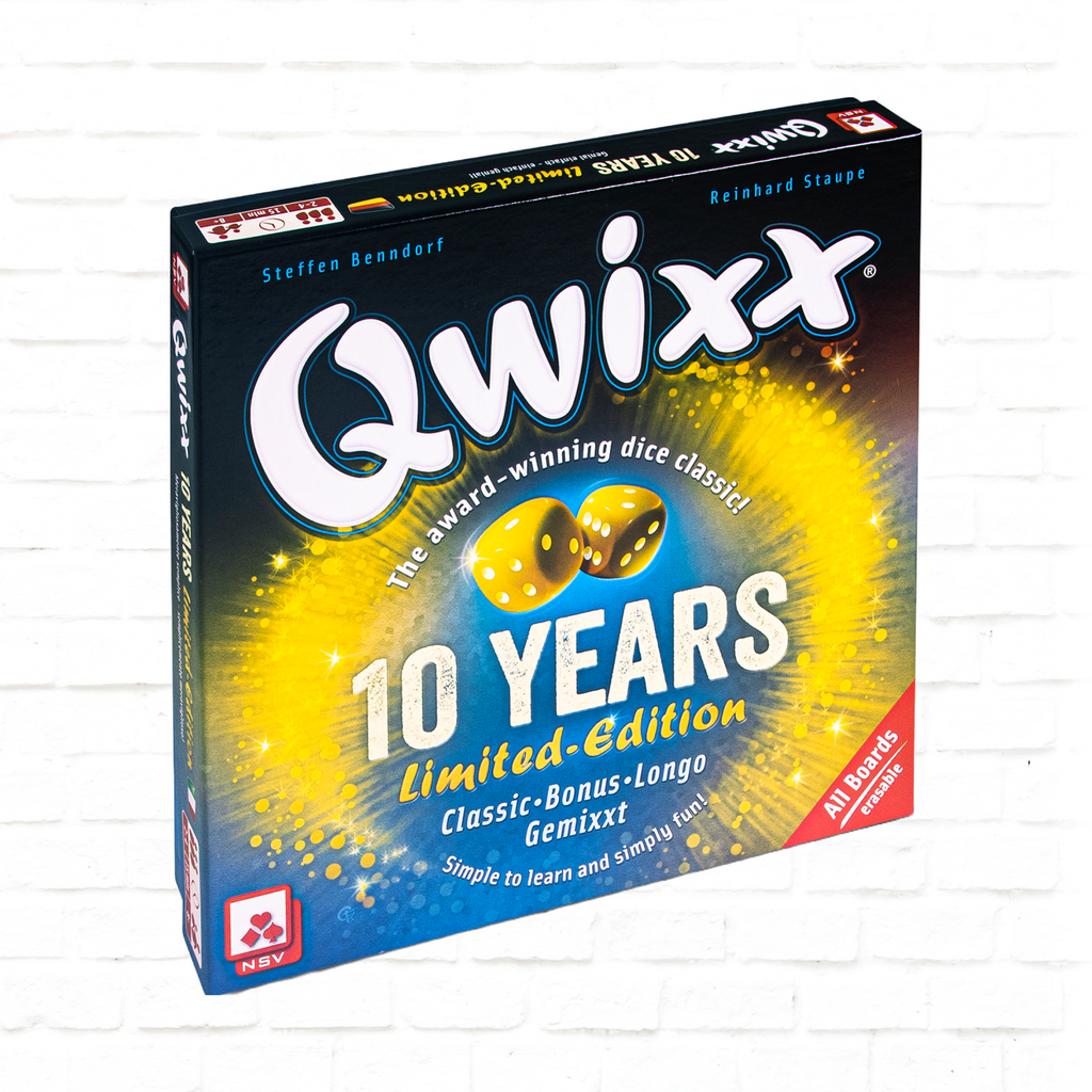 Nürnberger-Spielkarten-Verlag Qwixx 10 Years Anniversary Limited Edition international dice game 3d cover