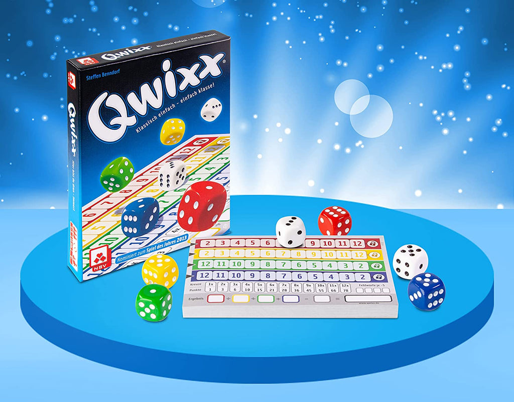 Nürnberger-Spielkarten-Verlag Qwixx dice game components presentation