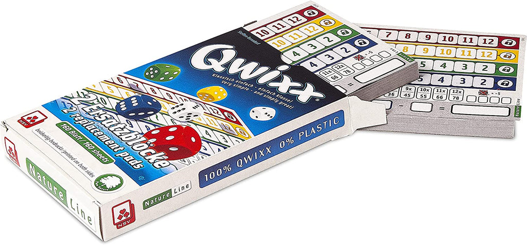 Nürnberger-Spielkarten-Verlag Qwixx natureline replacement score pads dice game box opening