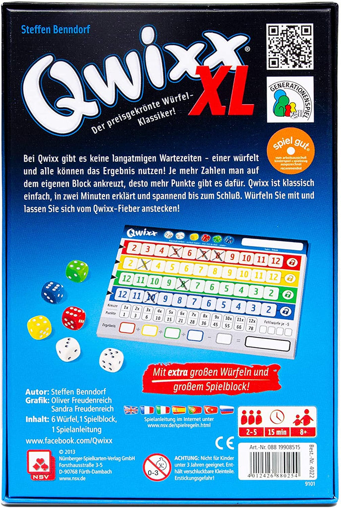 Nürnberger-Spielkarten-Verlag Qwixx XL Würfelspiel Box Beschreibung