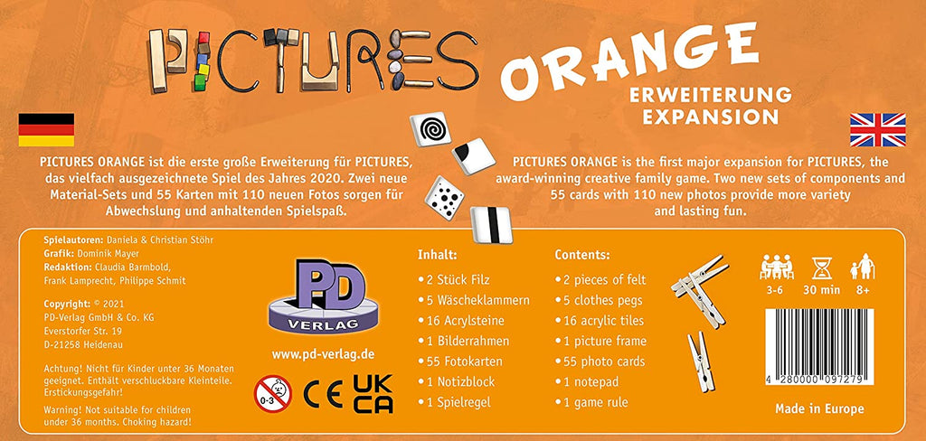 PD Verlag Pictures Orange board game expansion box back description