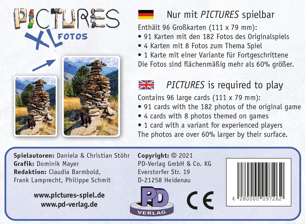 PD Verlag Pictures xl photos board game expansion box back presentation 