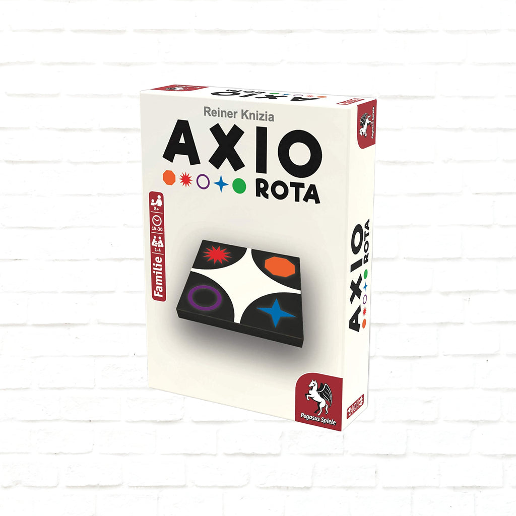 Pegasus Spiele Axio Rota English-German Edition 3d cover of a board game for 1 to 4 players ages 8 and up playing time 15 to 30 minutes