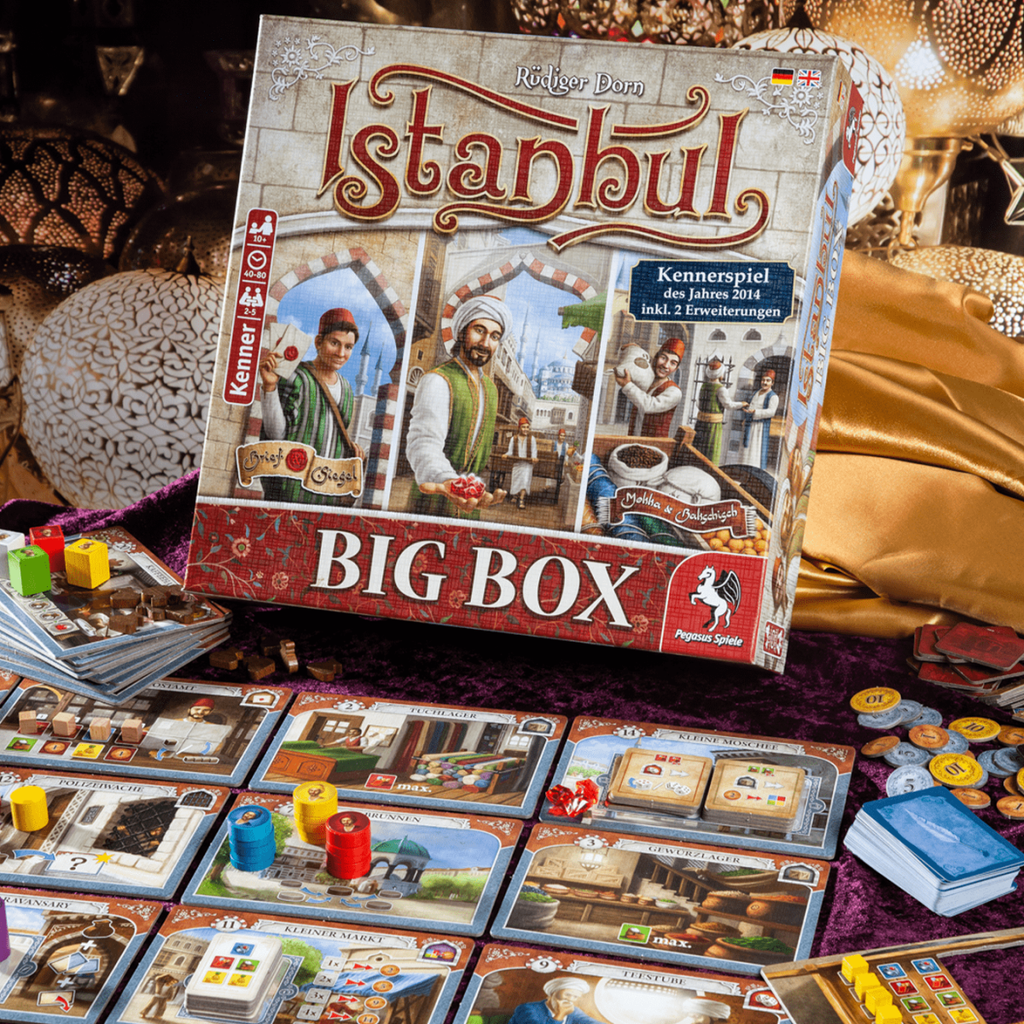 Pegasus Spiele Istanbul Big Box board game displayed in a beautiful setting
