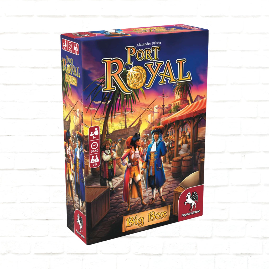 Pegasus Spiele Port Royal Big Box English Edition 3d cover of the card game for 2 to 5 players ages 8 and up with playing time 20 to 50 minutes