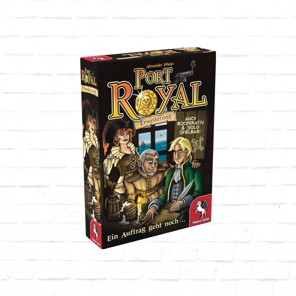 Pegasus Spiele Port Royal Just One More Contract... Expansion English-German Edition 3d cover of the card game for 2 to 5 players ages 8 and up with playing time 20 to 50 minutes
