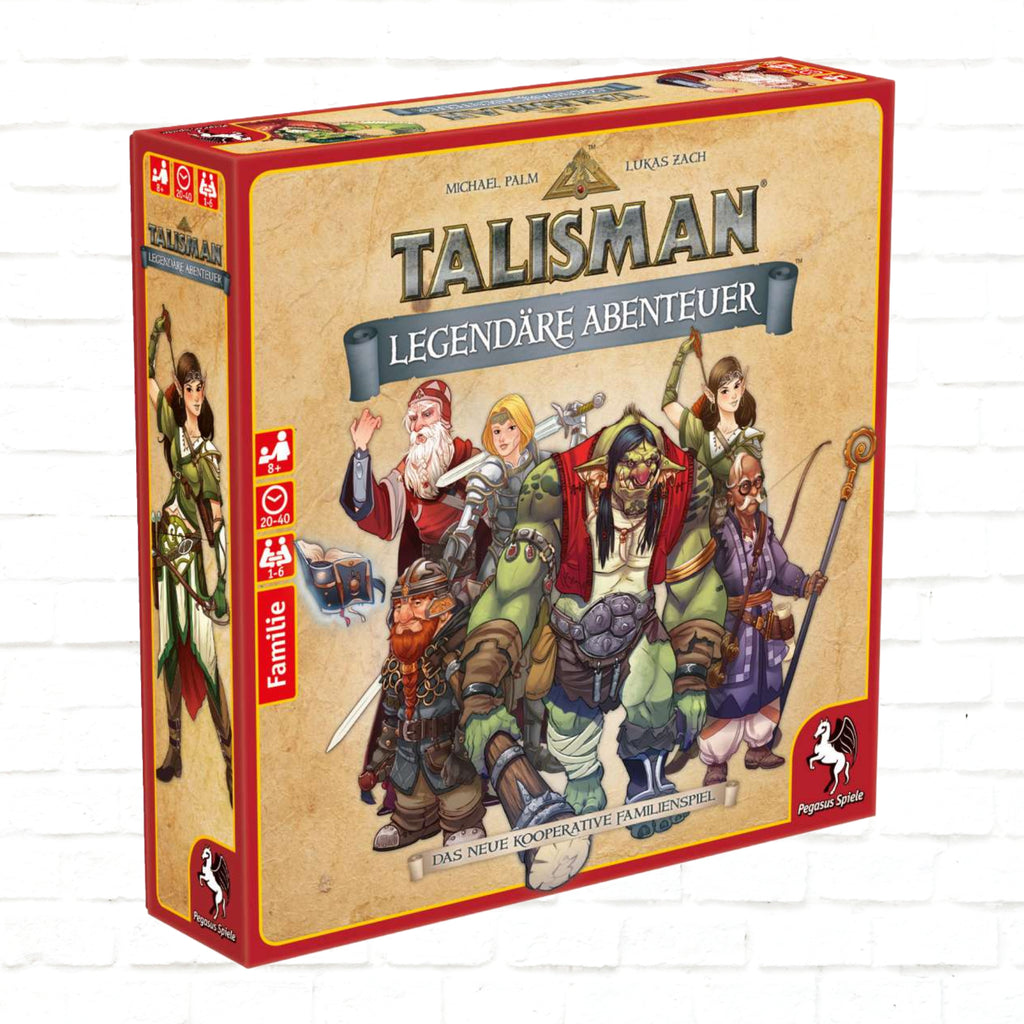 Pegasus Spiele Talisman Legendäre Abenteuer Deutsche Ausgabe 3D-Cover des Brettspiels für 1 bis 6 Spieler ab 8 Jahren mit Spieldauer 20 bis 40 Minuten