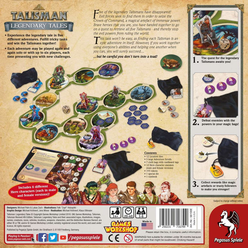 Pegasus Spiele Talisman Legendary Tales English Edition board game box back