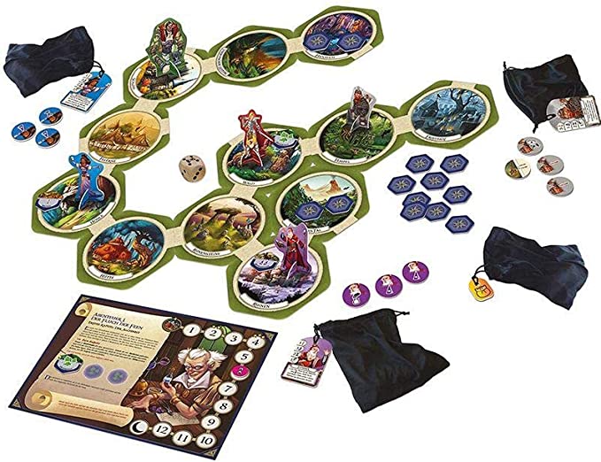 Pegasus Spiele Talisman Legendary Tales board game components of characters player boards and tiles