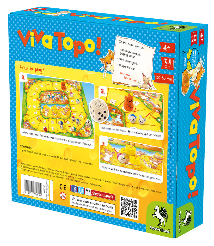 Pegasus Spiele Viva Topo! box back of english edition