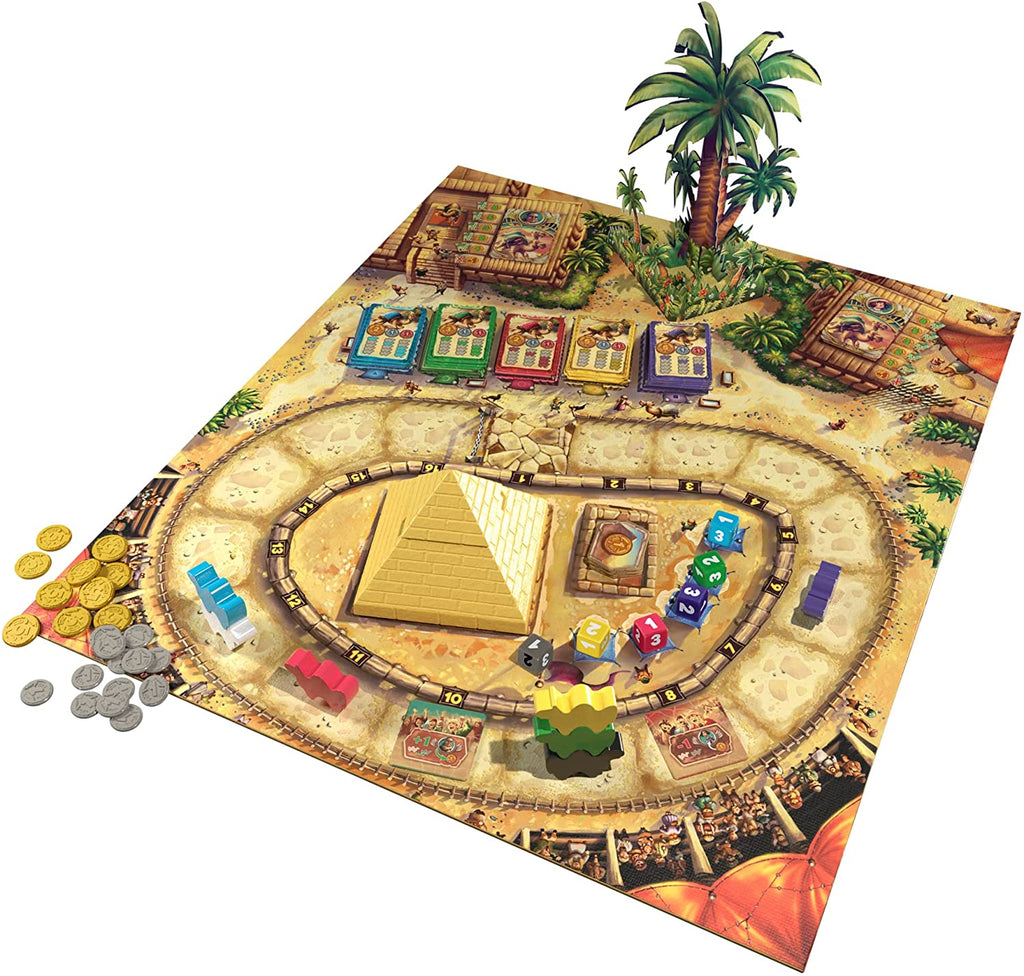 Pretzel Games Camel Up Second Edition board game setup for a multiplayer game