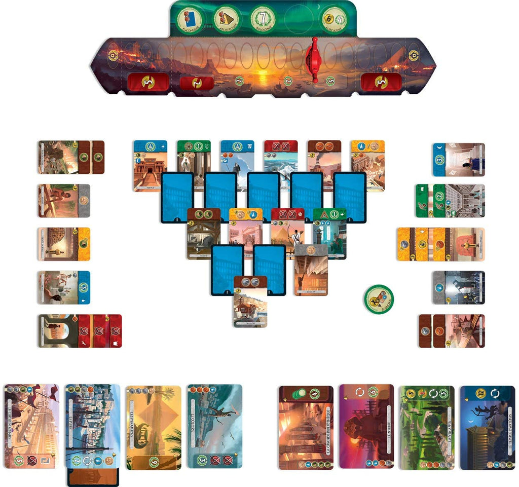 7 wonders duel top down view of gameplay in progress