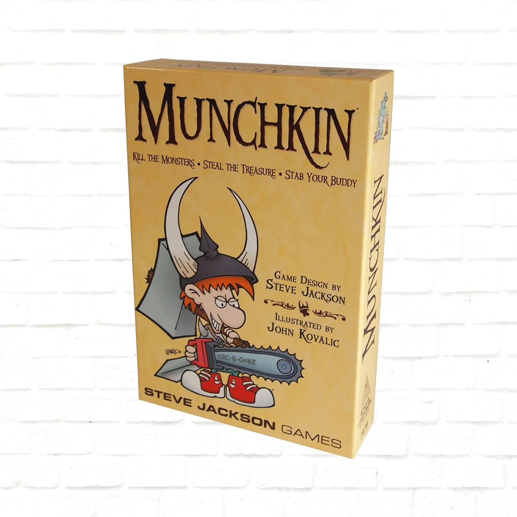 Steve Jackson Games Munchkin English Edition 3d cover of a card game for 3 to 6 players ages 10 and up playing time 60 to 120 minutes