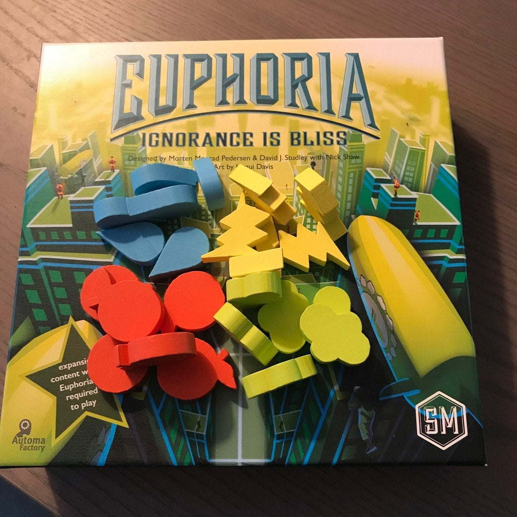 Stonemaier Games Euphoria Ignorance is Bliss  Expansion board game cover and components