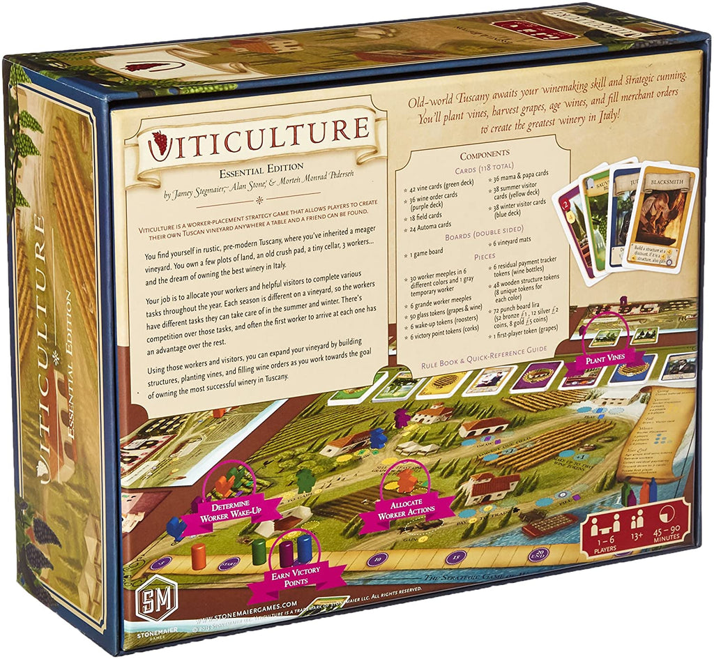 Stonemaier Games Viticulture Essential Edition board game English Edition 3d box back