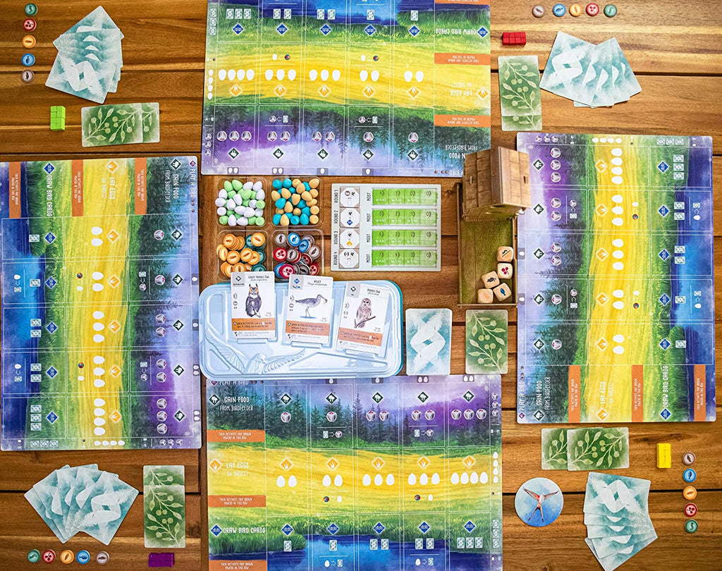 Stonemaier Games Wingspan 2nd Edition board game top-down gameplay setup photo