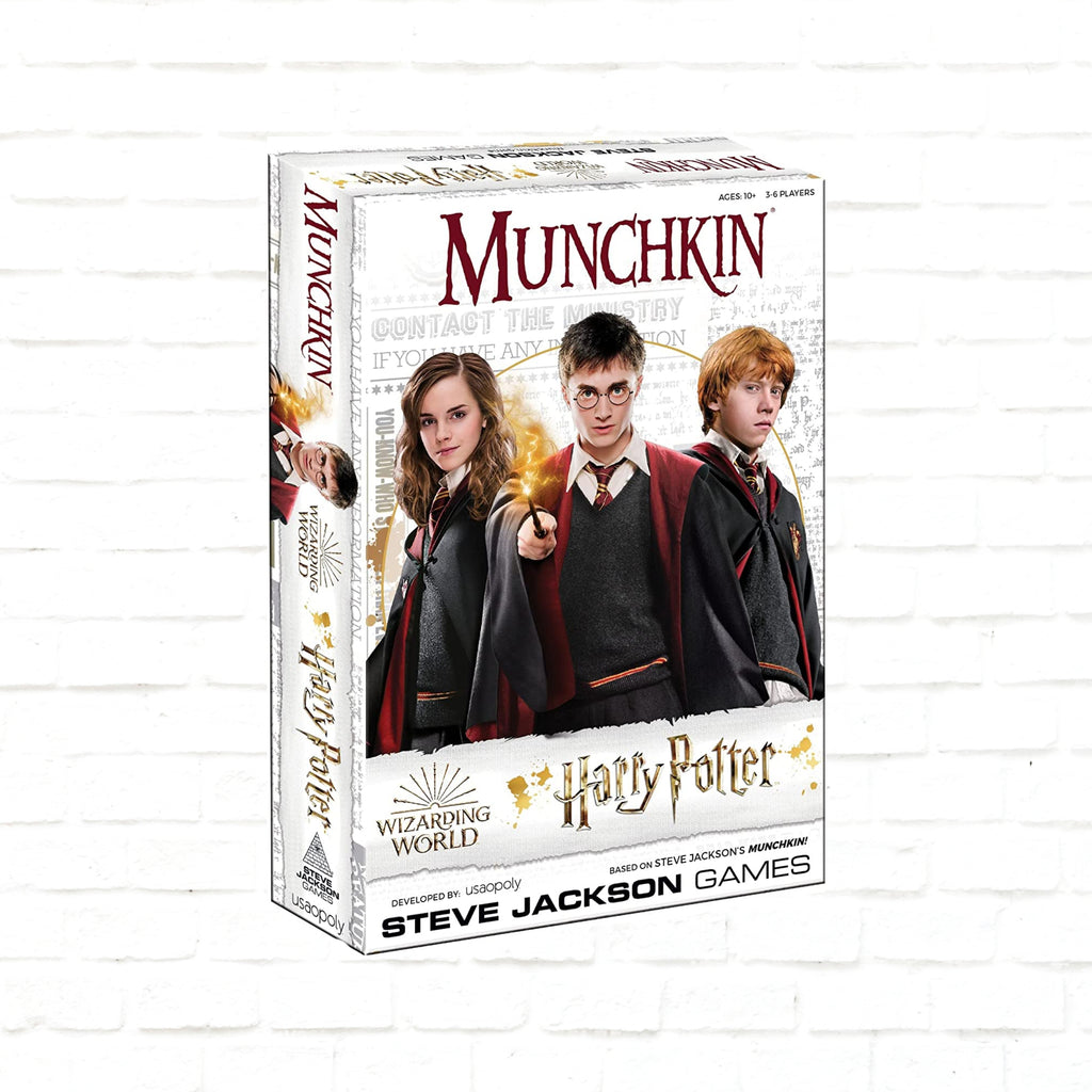 USA-OPOLY Munchkin Harry Potter English Edition 3d cover of a card game for 3 to 6 players ages 10 and up playing time 60 to 120 minutes