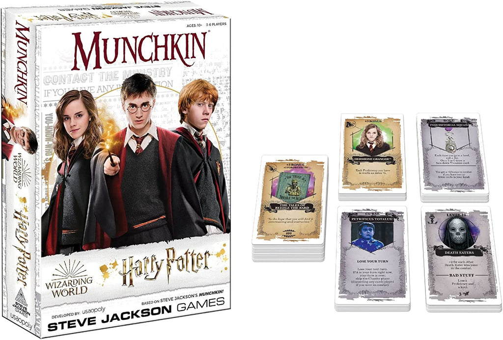 USA-OPOLY Munchkin Harry Potter card game box with deck of cards