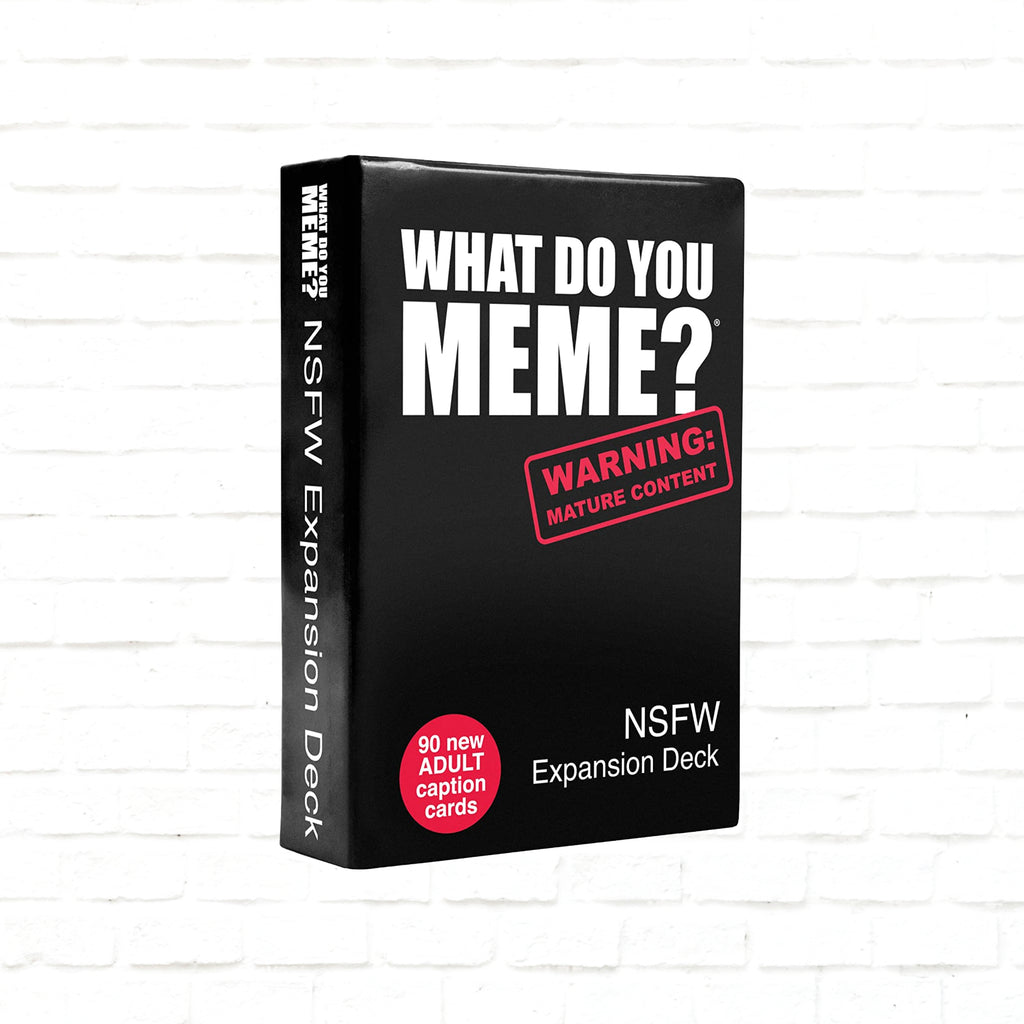 What Do You Meme? NSFW Expansion Deck English edition 3d cover of card game for 3 to 20+ players ages 17+ and up 30 to 90 minutes playing time
