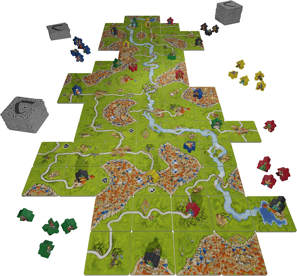 Z-Man Games Carcassonne 20th anniversary Edition board game setup for gameplay