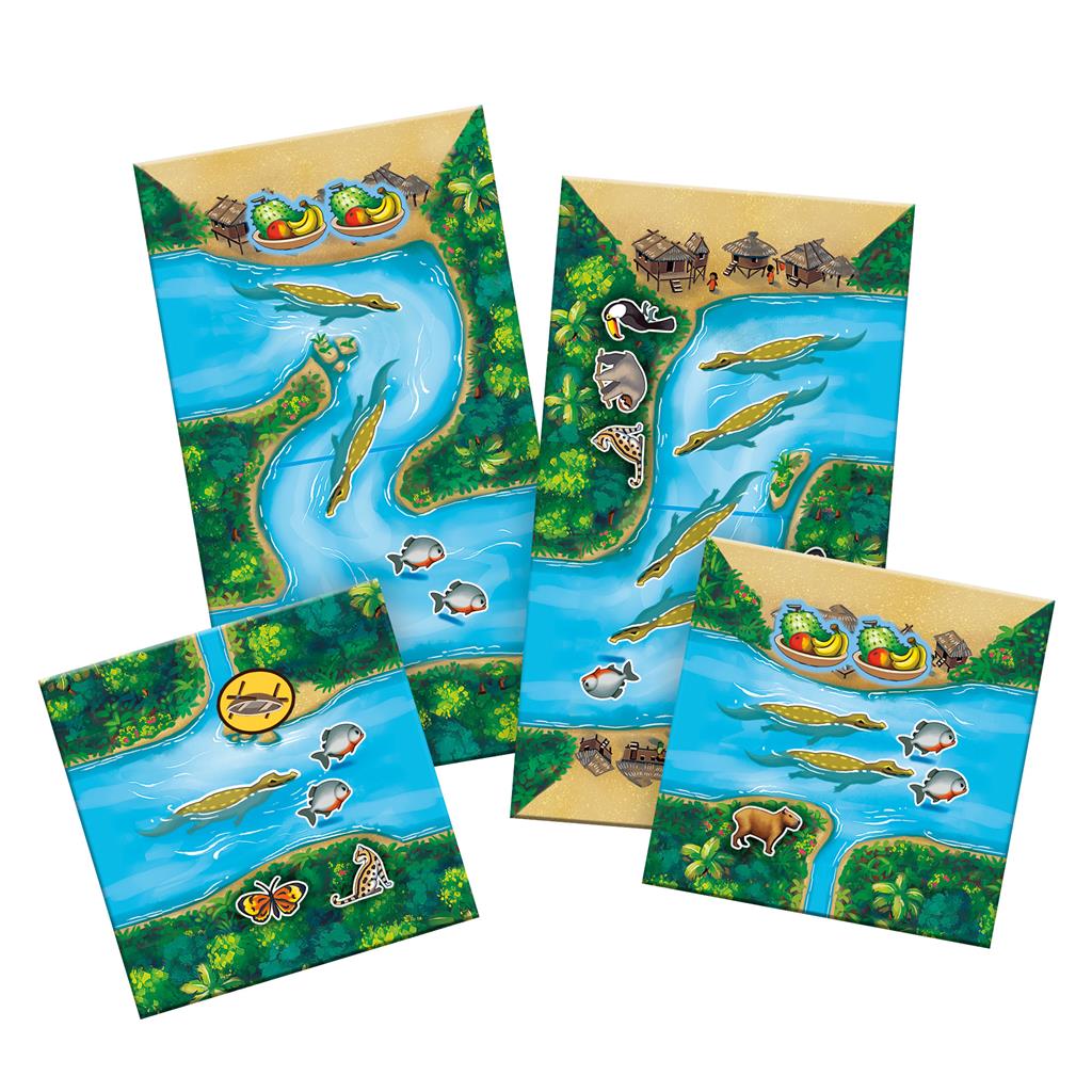 Z-Man Games Carcassonne Amazonas Edition Amazon river with crocodiles and piranha fish