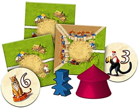 Z-Man Games Carcassonne #10 Under the big Top board game expansion new components with meeples circus tents tokens and tiles