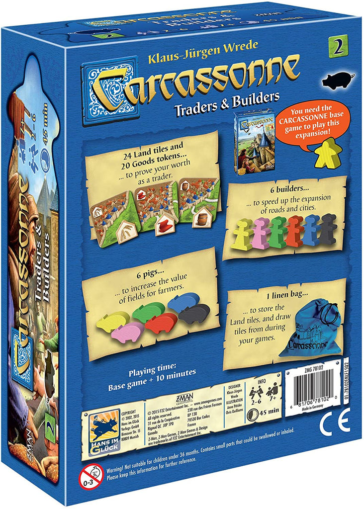 Z-Man Games Carcassonne #2 Traders and Builders expansion board game box back