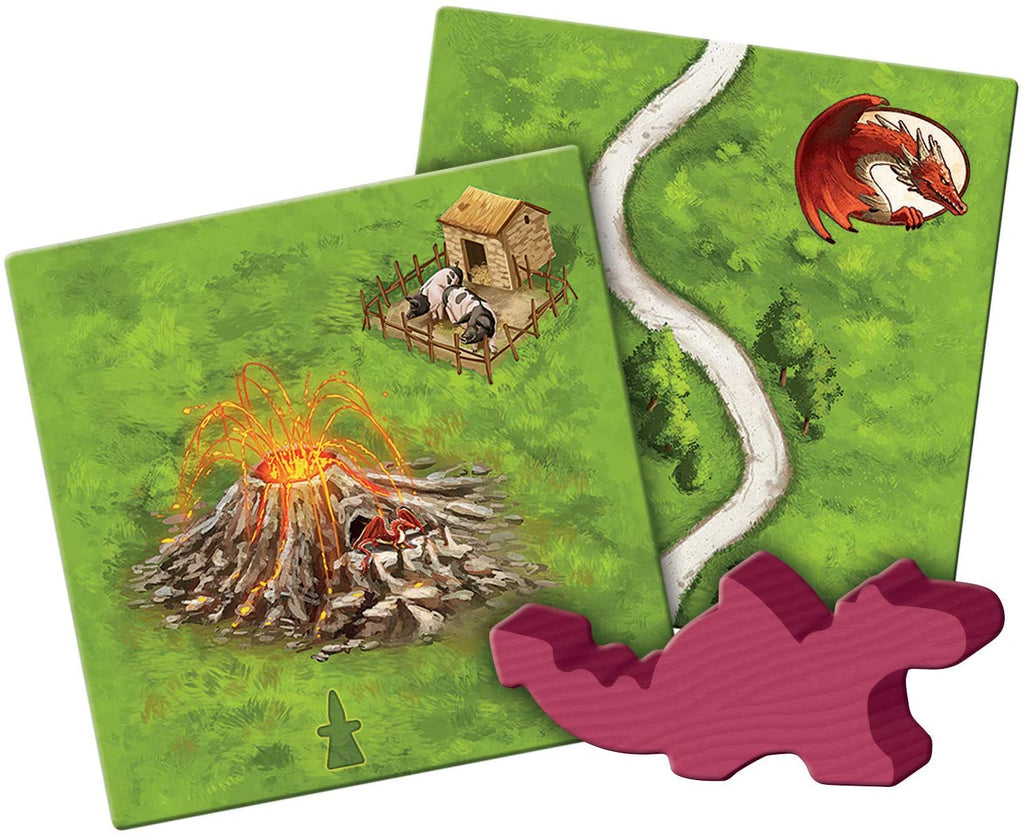 Z-Man Games Carcassonne #3 The Princess and the Dragon board game expansion dragon meeple and volcano tile