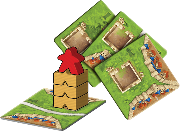 Z-Man Games Carcassonne #4 The Tower expansion board game tiles and a meeple