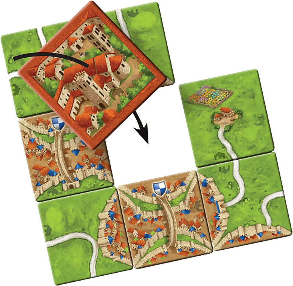 Z-Man Games Carcassonne #5 Abbey and Mayor board game expansion abbey tile example of play