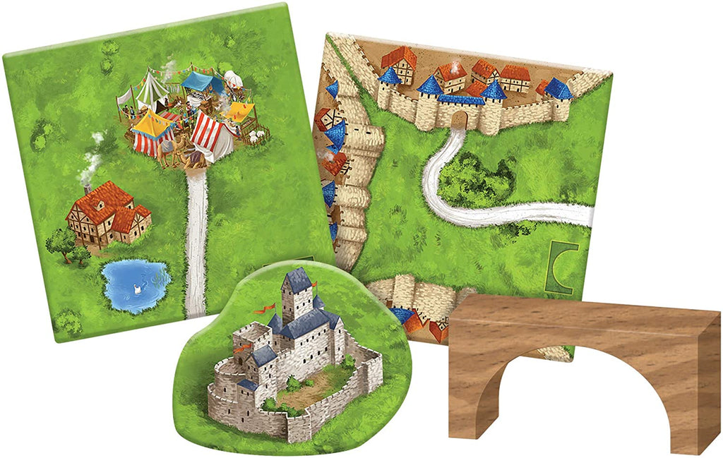 Z-Man Games Carcassonne #8 Bridges, Castles and Bazaars expansion board game tiles bridges and a castle token