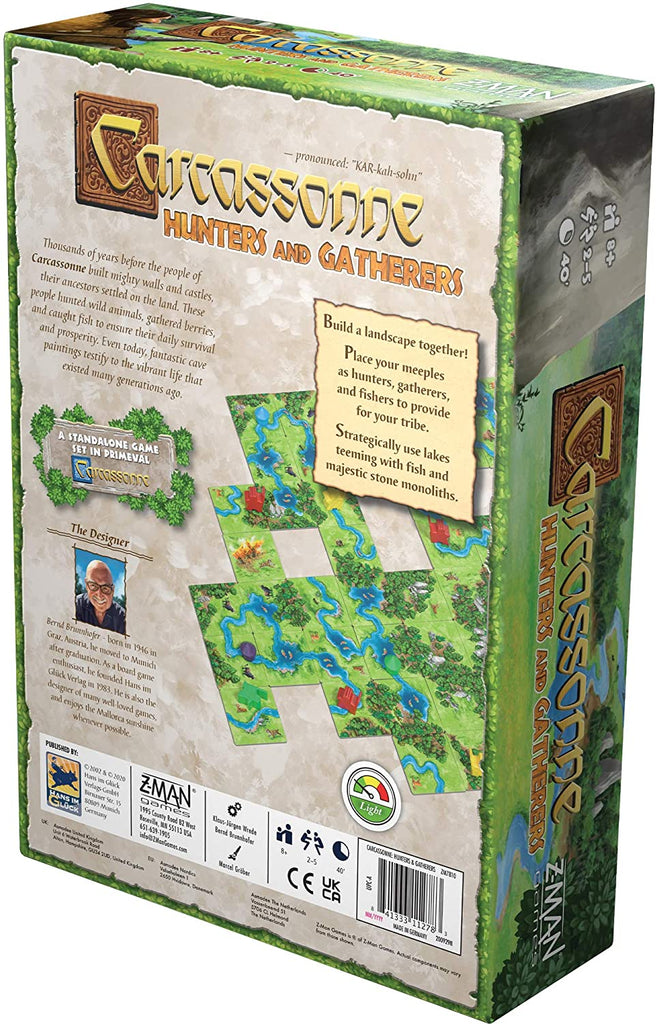Z-Man Games Carcassonne Hunters and Gatherers board game box back of English Edition