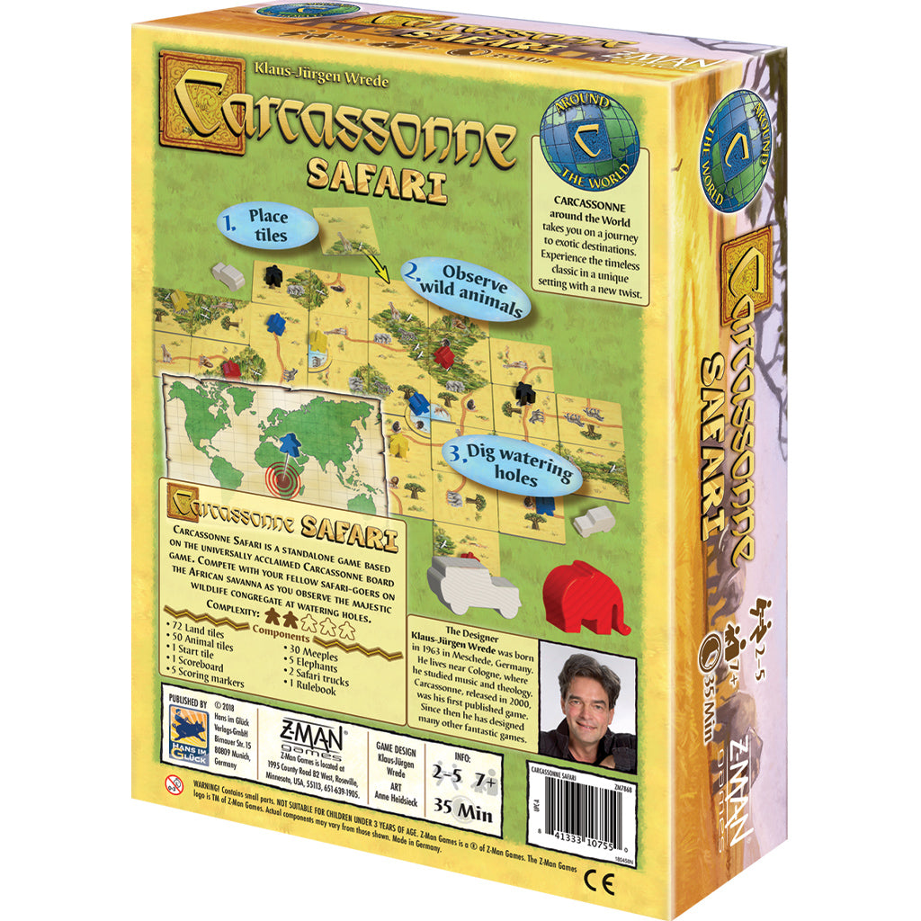 Z-Man Games Carcassonne Safari box back of English Edition