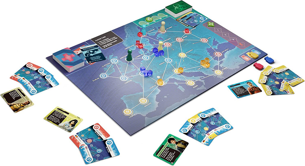 Z-Man Games Pandemic Hot Zone Europe board game ready and set up to play