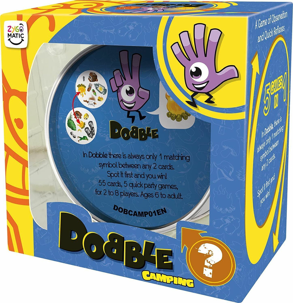 Asmodee Dobble Camping card game box back product presentation